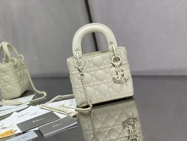 Dior White Quilted Mini Lady Bag image 1