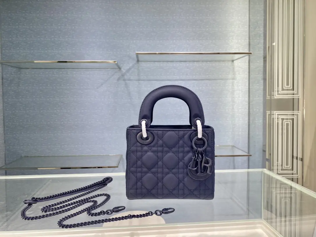 Dior Navy Quilted Top Handle Bag image 1