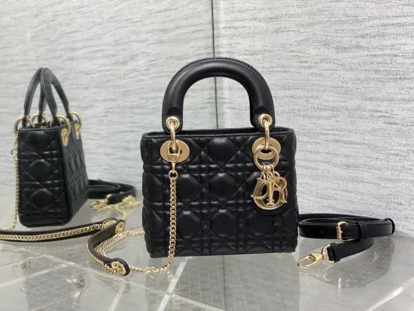 Dior Black Quilted Mini Lady Top Handle Bag image 1