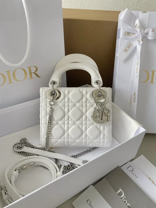 Dior White Quilted Top Handle Bag image 1