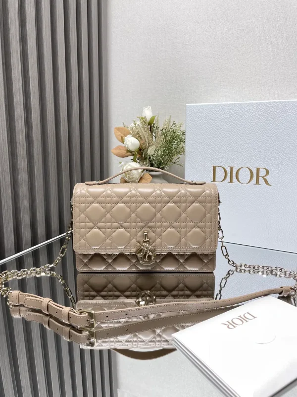 Dior Quilted Top Handle Bag with Chain Strap image 1