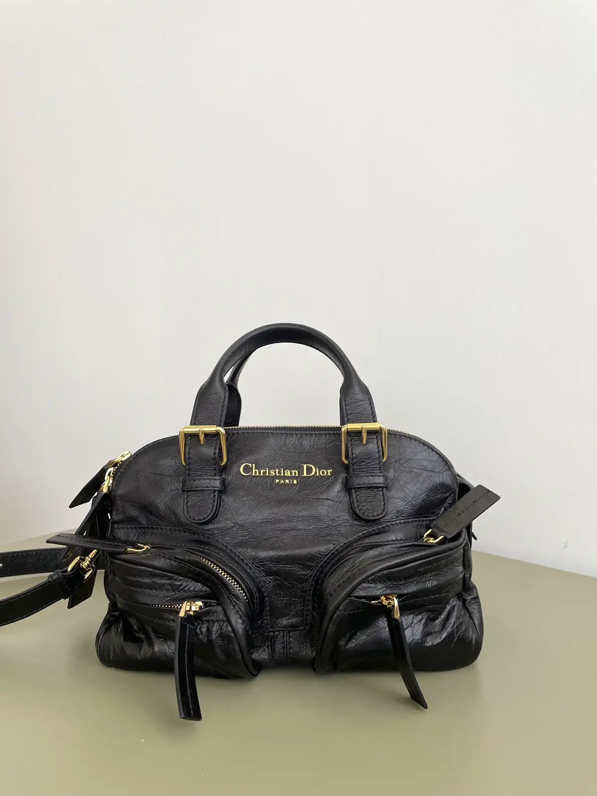 Dior Black Leather Top Handle Bag image 1