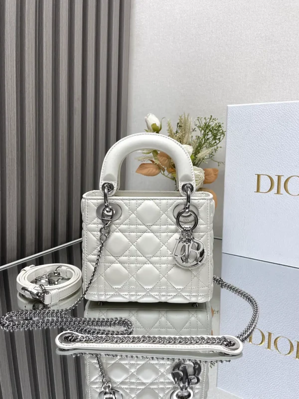 Dior White Quilted Top Handle Bag image 1