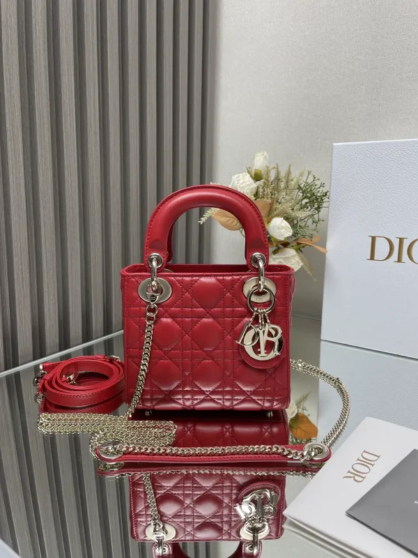 Dior Red Quilted Top Handle Bag image 1