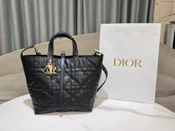Dior Black Quilted Leather Toujours Vertical Top Handle Bag image 1