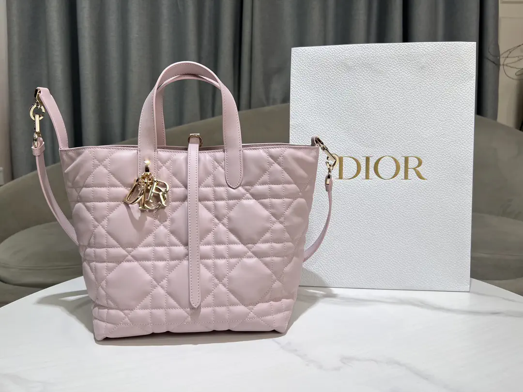 Dior Pink Quilted Leather Toujours Vertical Tote Bag image 1