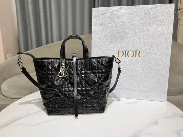 Dior Black Quilted Leather Toujours Vertical Tote Bag image 1