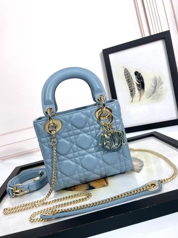 Dior Light Blue Quilted Mini Top Handle Bag image 1