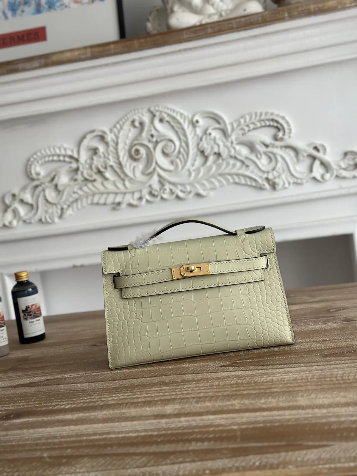 Hermès Crocodile-Embossed Mini Kelly Top Handle Bag image 1