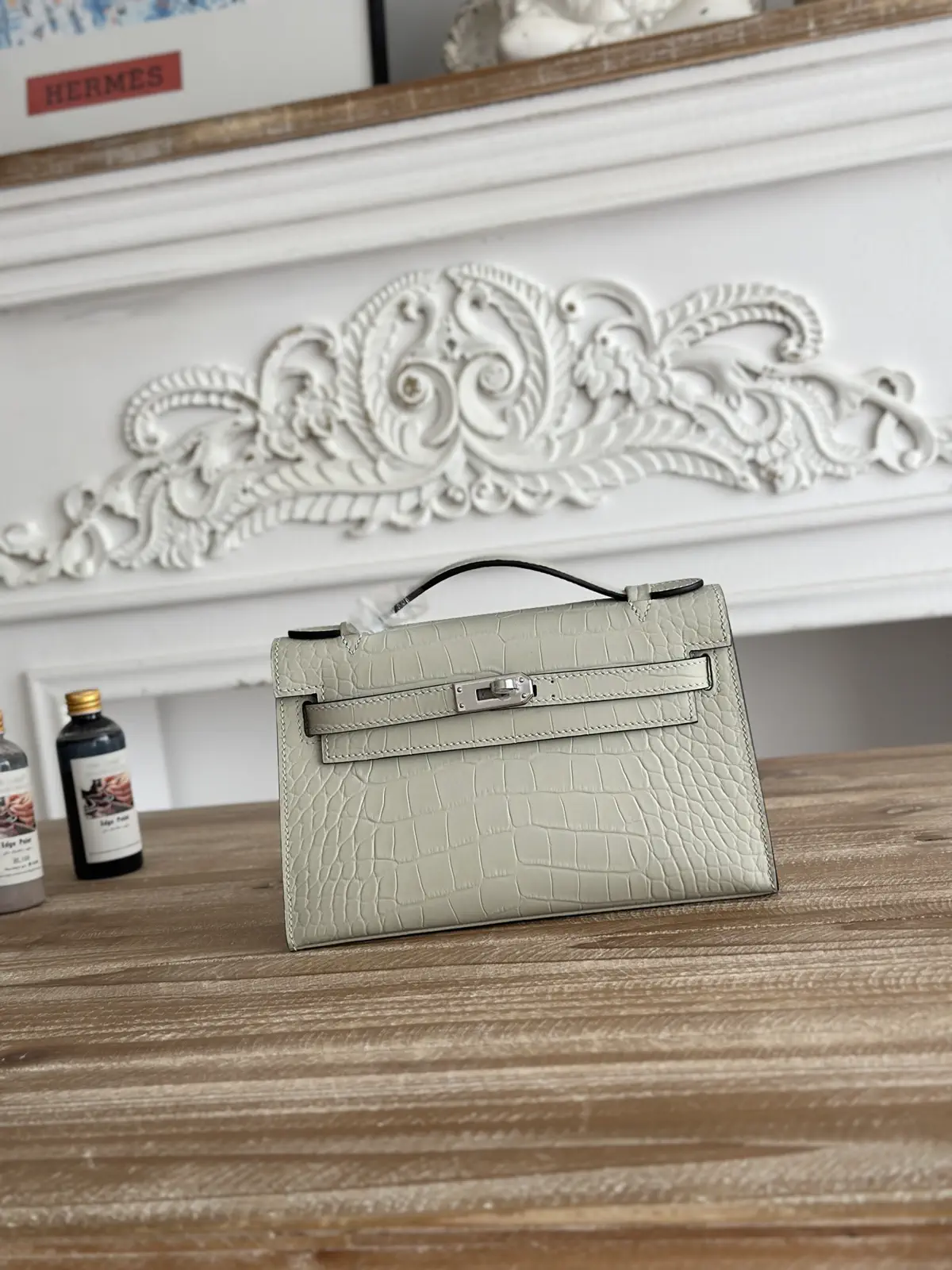 Hermès Crocodile-Embossed Mini Kelly Top Handle Bag image 1