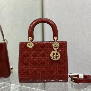 Dior Cherry Red Patent Quilted Top Handle Bag image 1