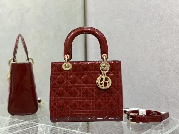 Dior Cherry Red Patent Quilted Top Handle Bag image 1
