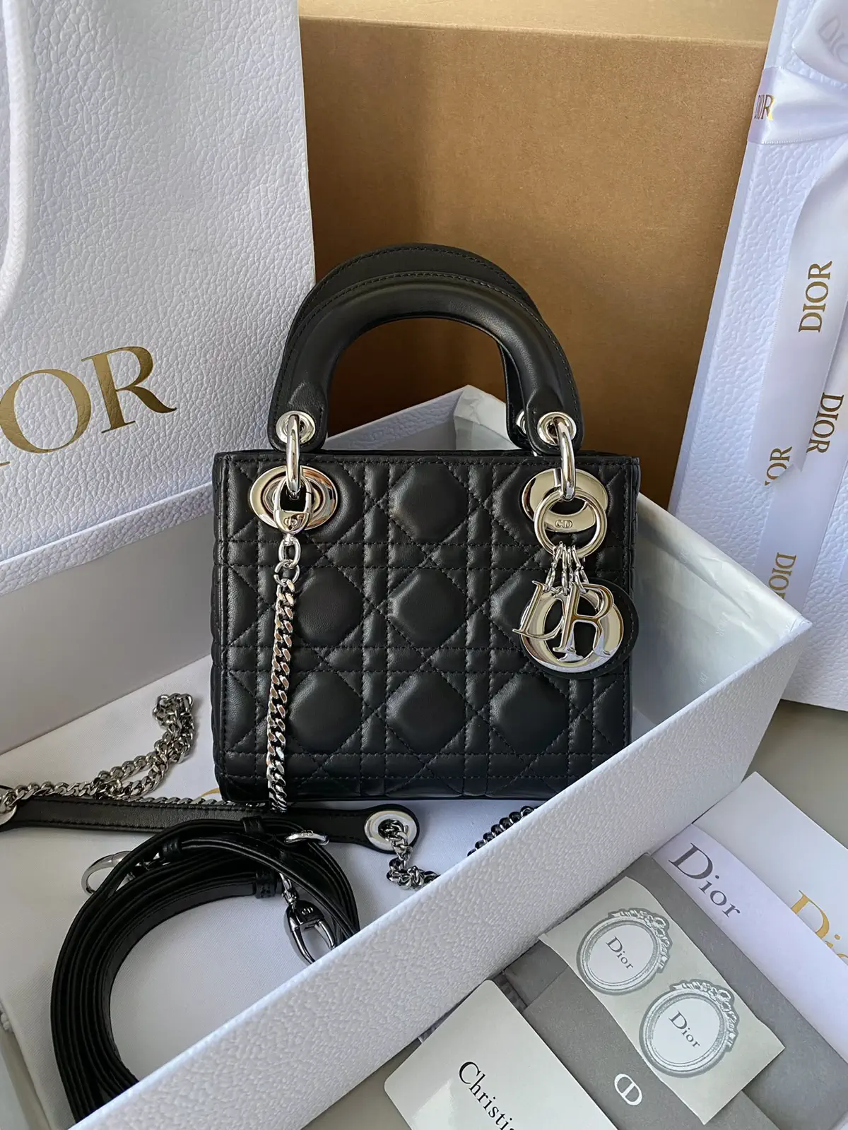 Dior Black Quilted Top Handle Bag image 1