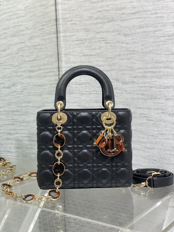 Dior Black Quilted Top Handle Bag with Dual Straps image 1