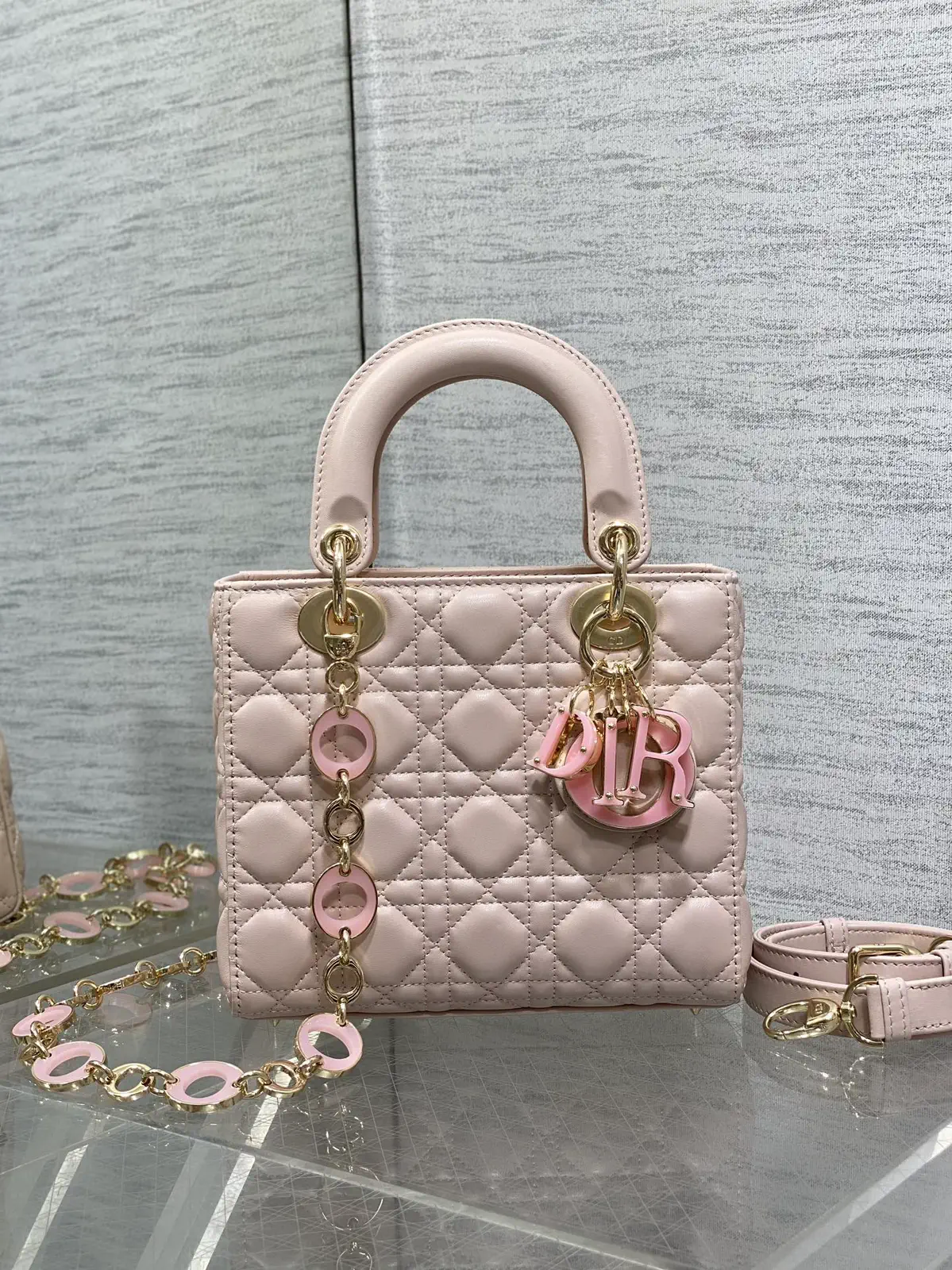 Dior Quilted Top Handle Bag with Charm image 1