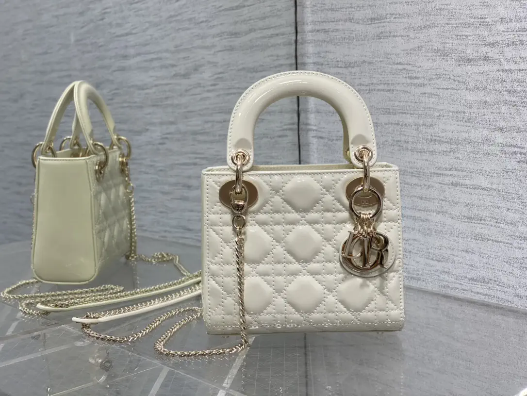 Dior White Quilted Top Handle Bag image 1