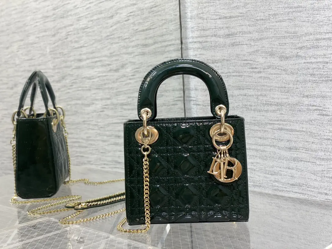 Dior Dark Green Quilted Top Handle Bag image 1