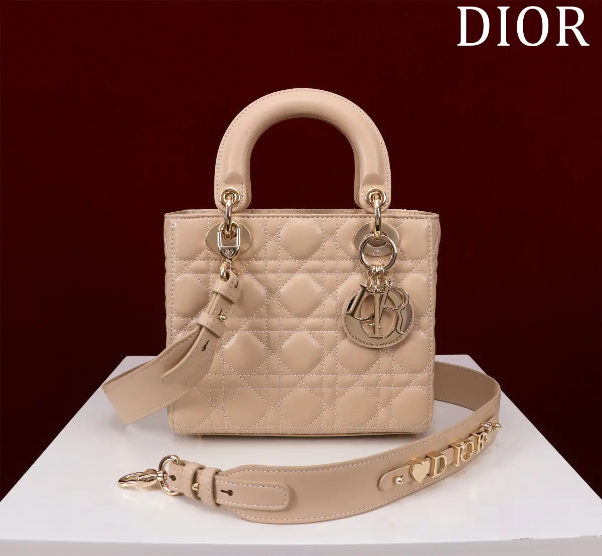 Dior Quilted Top Handle Bag with Letter Shoulder Strap image 1