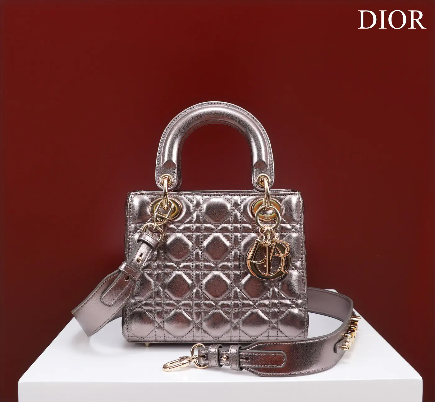 Dior Quilted Top Handle Bag with Detachable Shoulder Strap image 1