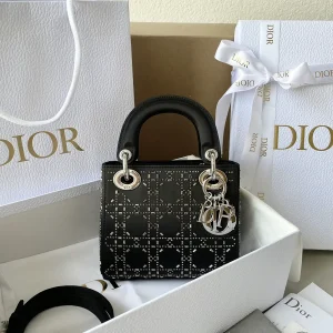 Dior Black Rhinestone Embellished Top Handle Bag image 1