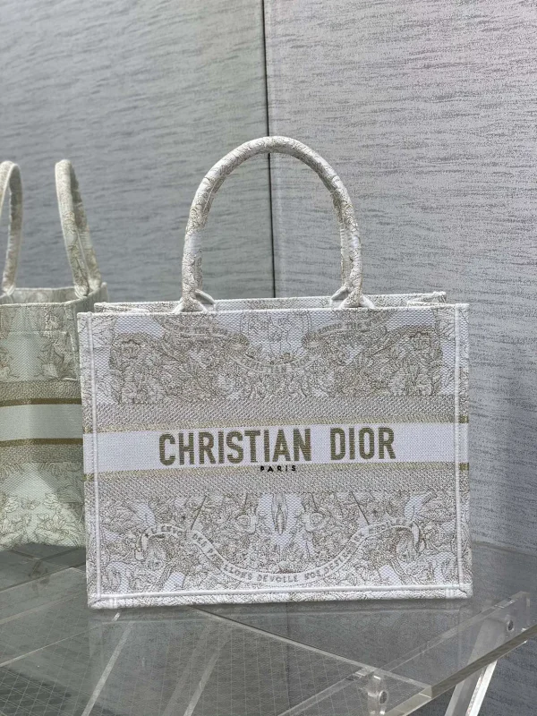 Dior Gold Floral Embroidered Tote Bag image 1
