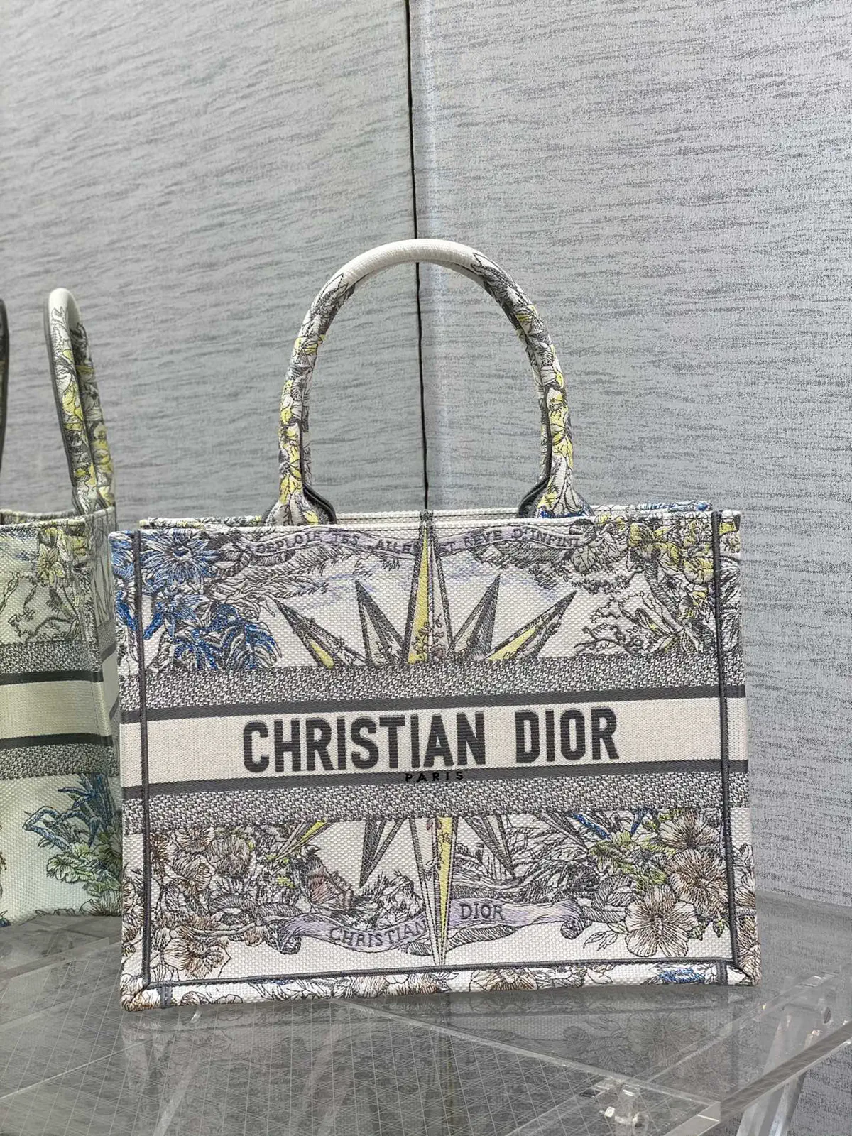 Dior Star and Floral Embroidered Tote Bag image 1