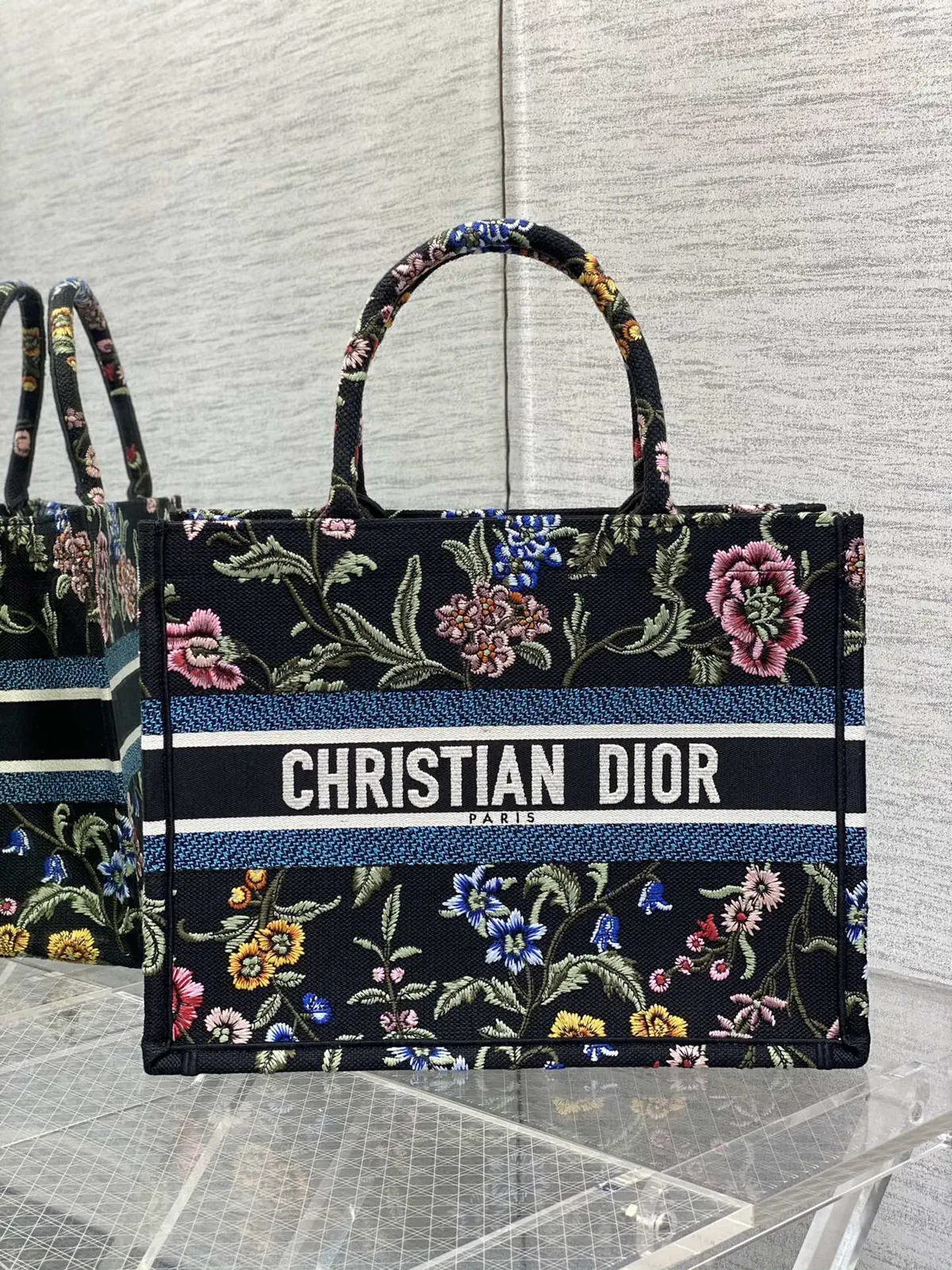 Dior Floral Embroidered Tote Bag image 1