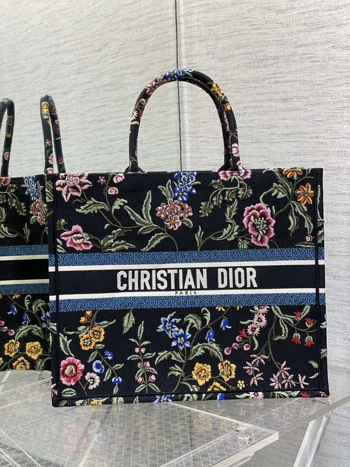 Dior Floral Embroidered Tote Bag image 1