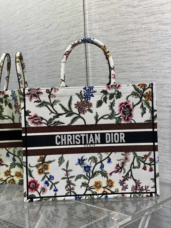 Dior Floral Embroidered Tote Bag image 1