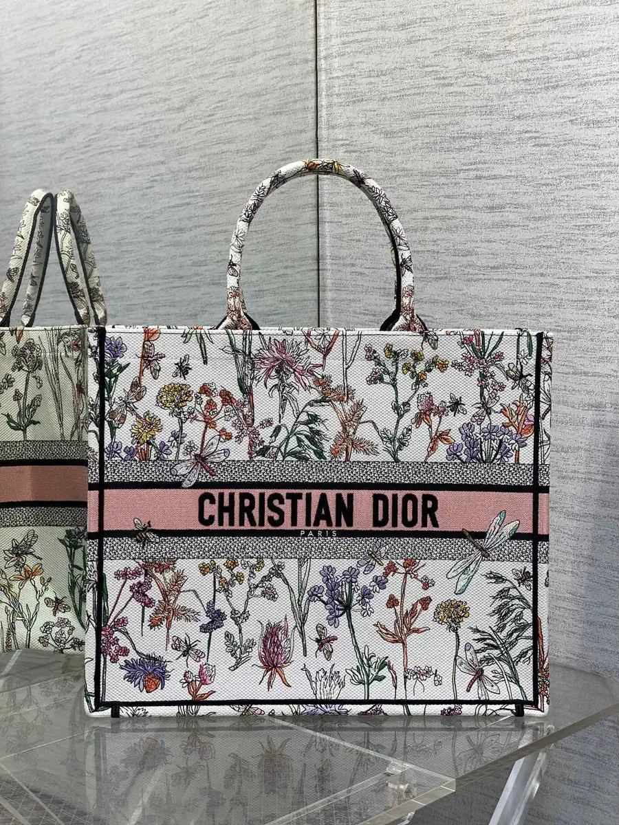 Dior Floral Embroidered Tote Bag image 1