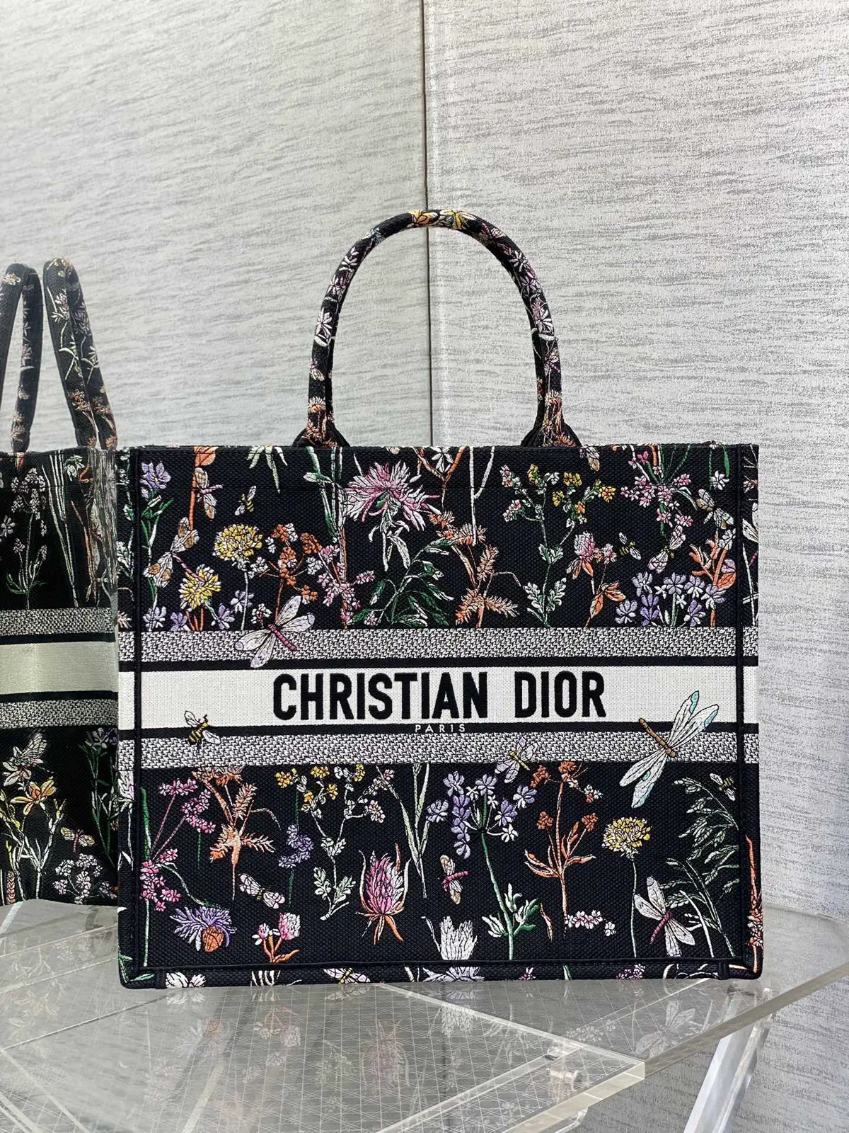 Dior Floral Embroidered Tote Bag image 1