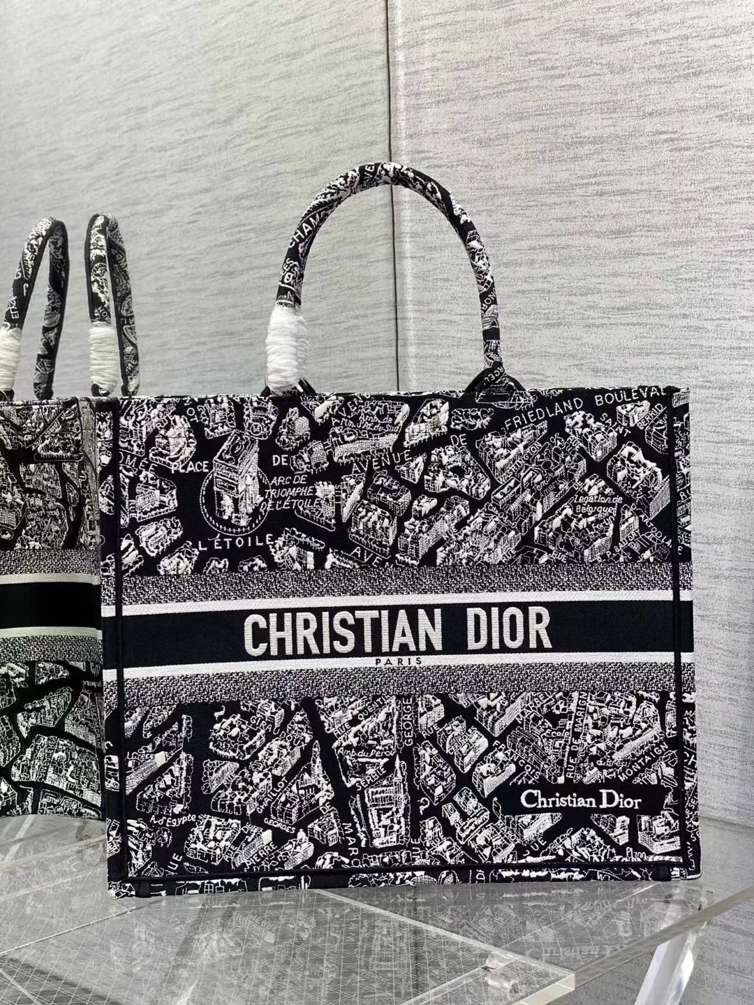 Dior Paris Map Print Large Tote Bag image 1