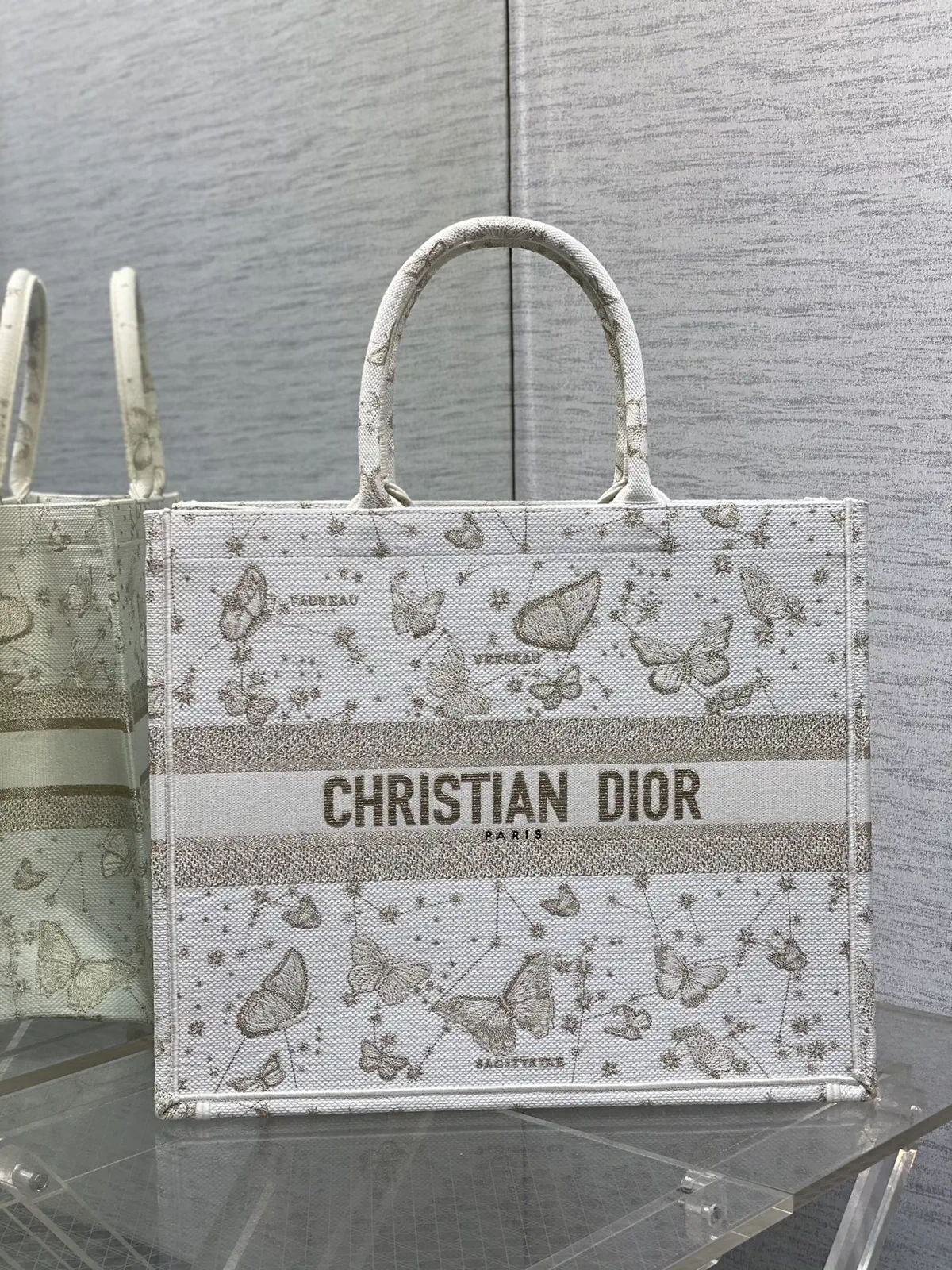 Dior Butterfly Embroidered Tote Bag image 1