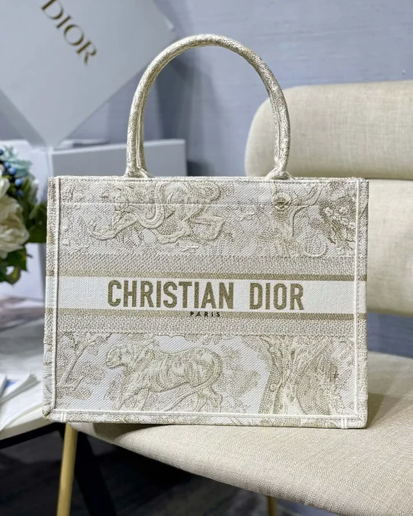 Dior Gold Tiger Pattern Book Tote Bag image 1
