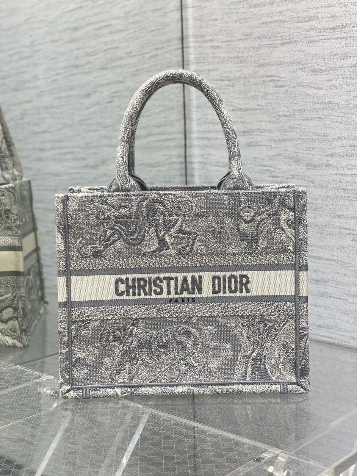 Dior Tiger Embroidered Tote Bag image 1