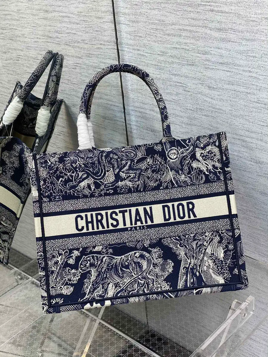 Dior Tiger Embroidered Tote Bag image 1