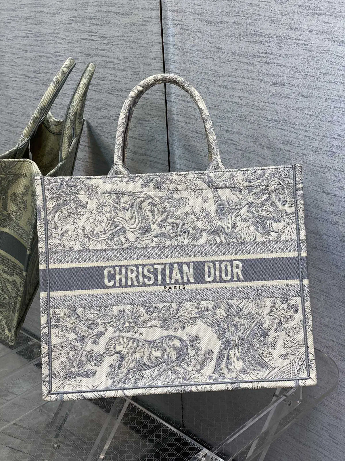Dior Tiger Embroidered Tote Bag image 1