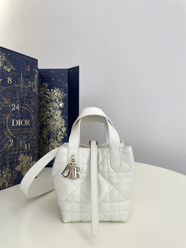Dior White Quilted Mini Top Handle Bag image 1