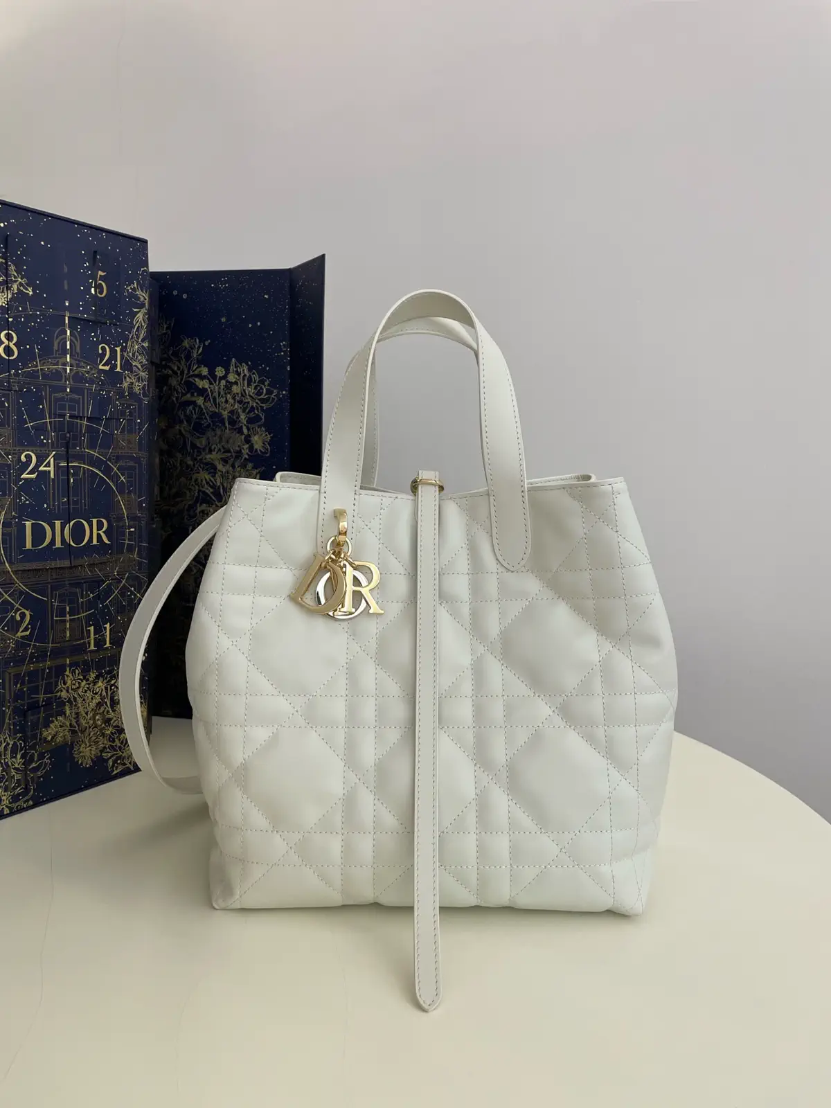 Dior White Quilted Top Handle Bag image 1