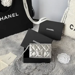 Chanel Quilted Metallic Silver Belt Bag image 1