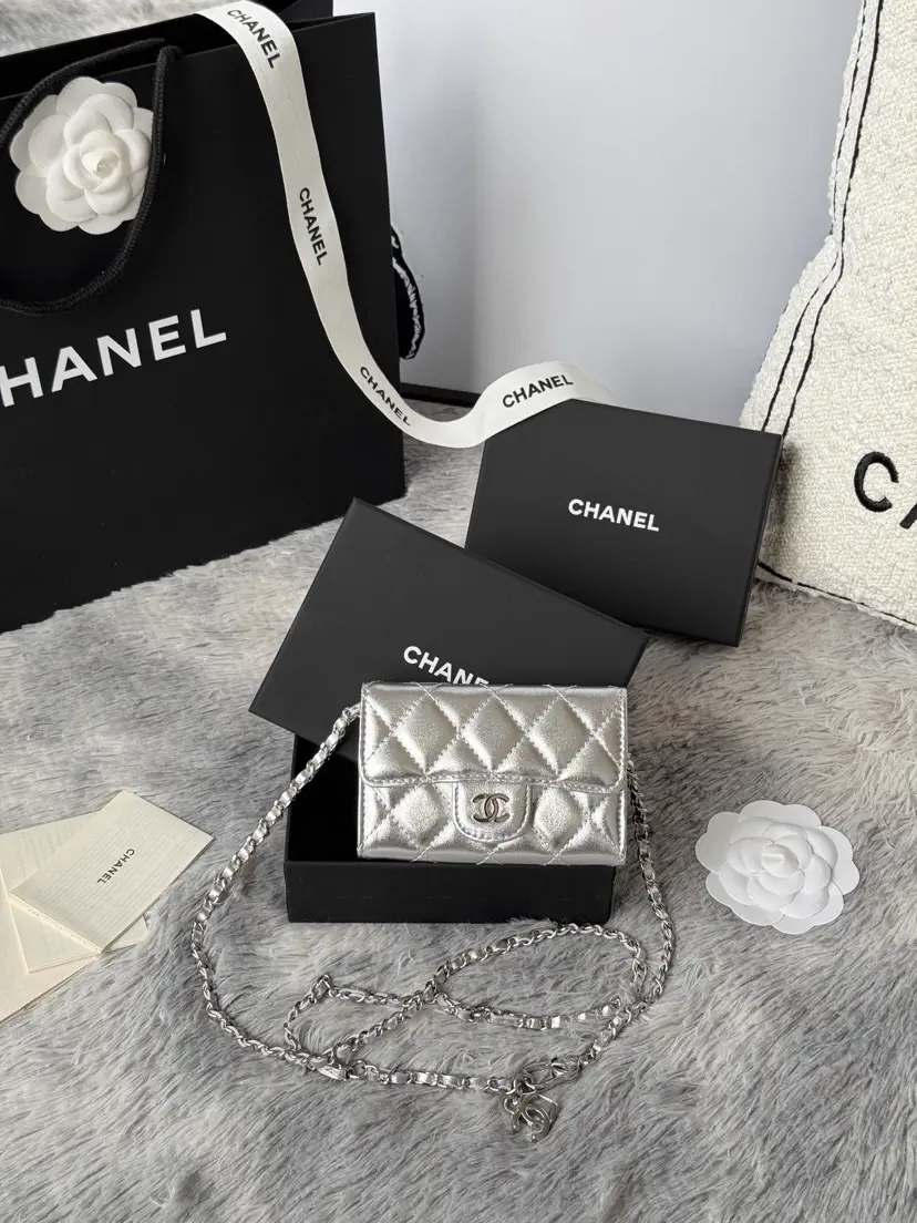 Chanel Quilted Metallic Silver Belt Bag image 1