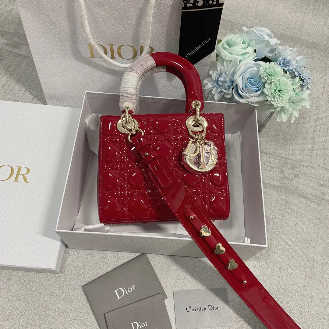 Dior Quilted Patent Top Handle Bag with Shoulder Strap image 1