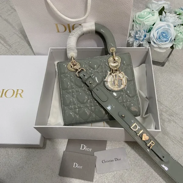 Dior Quilted Patent Top Handle Bag with Shoulder Strap image 1