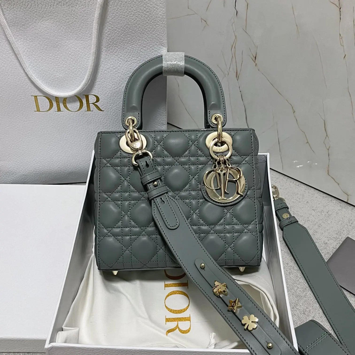 Dior Quilted Top Handle Bag with Detachable Shoulder Strap image 1