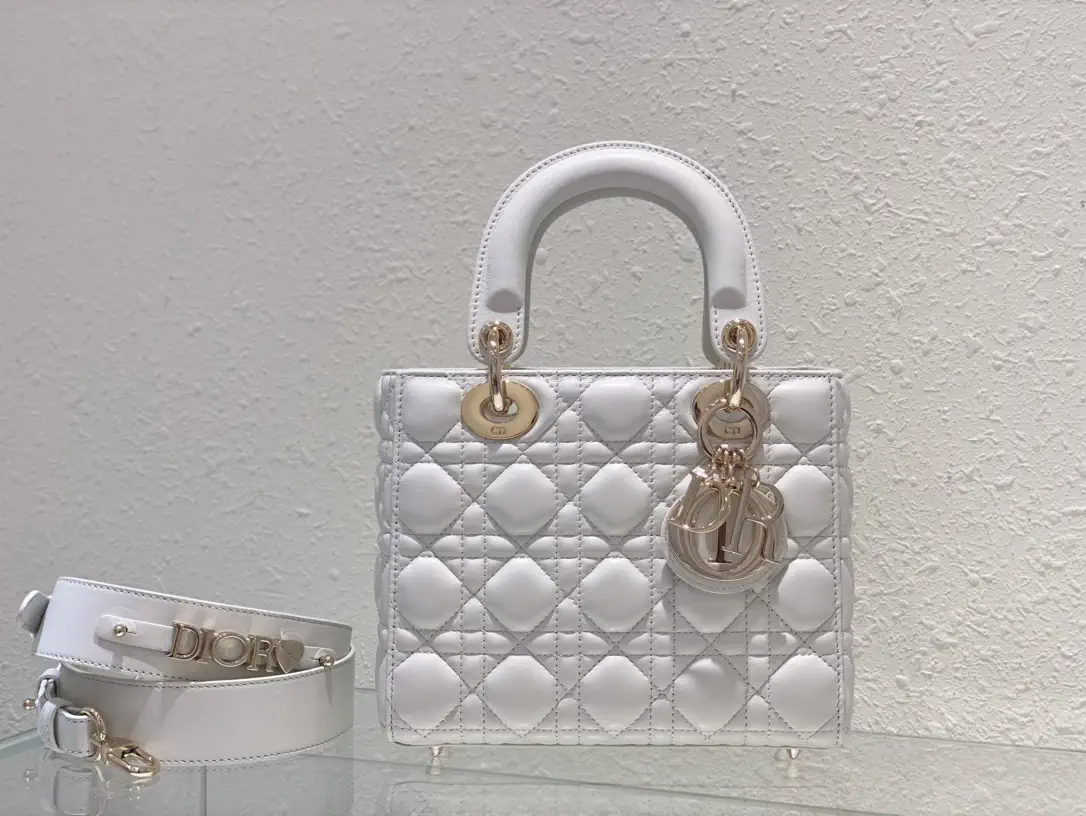Dior White Quilted Top Handle Bag image 1