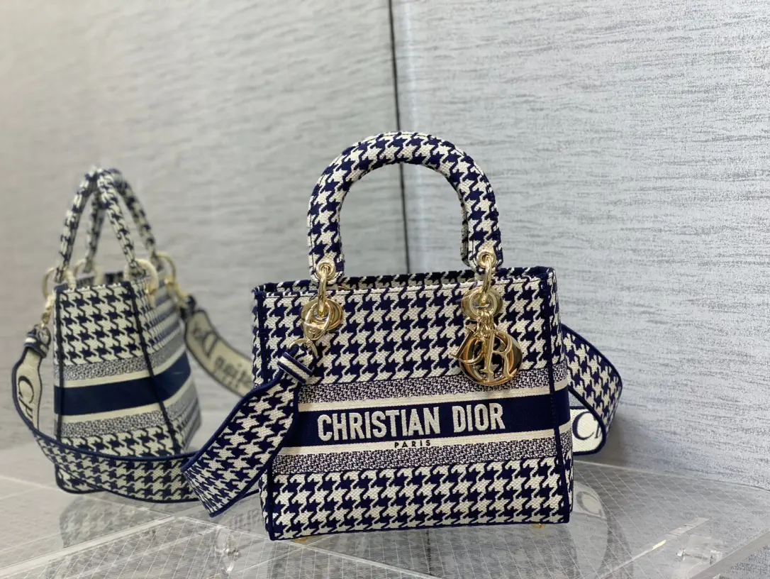 Dior Houndstooth Top Handle Bag image 1