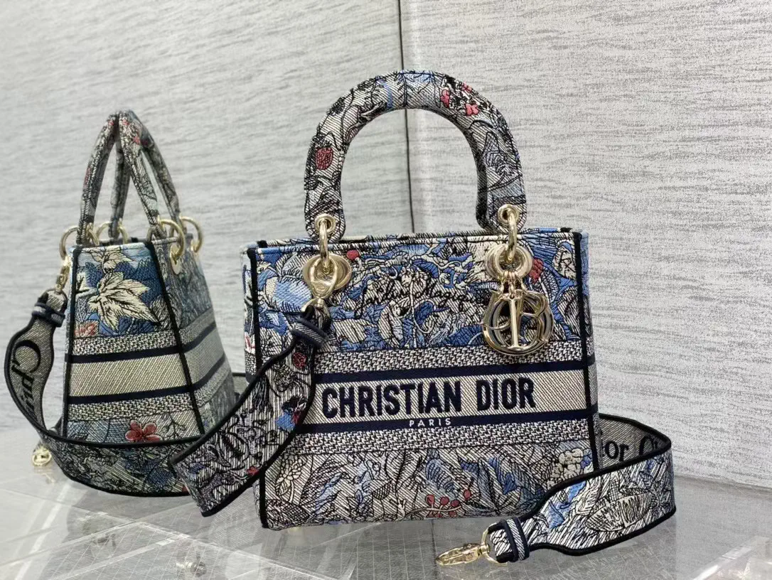 Dior Floral Embroidered Top Handle Bag image 1
