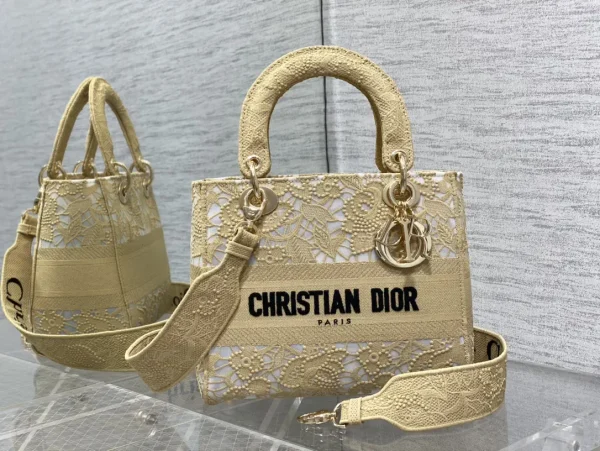 Dior Beige Lace Lady Top Handle Bag image 1