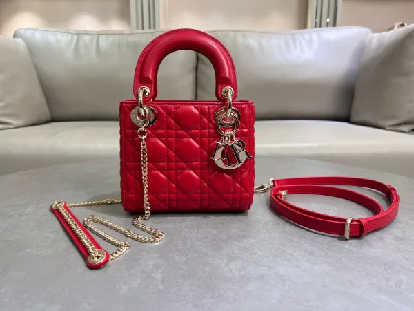 Dior Red Quilted Top Handle Bag image 1