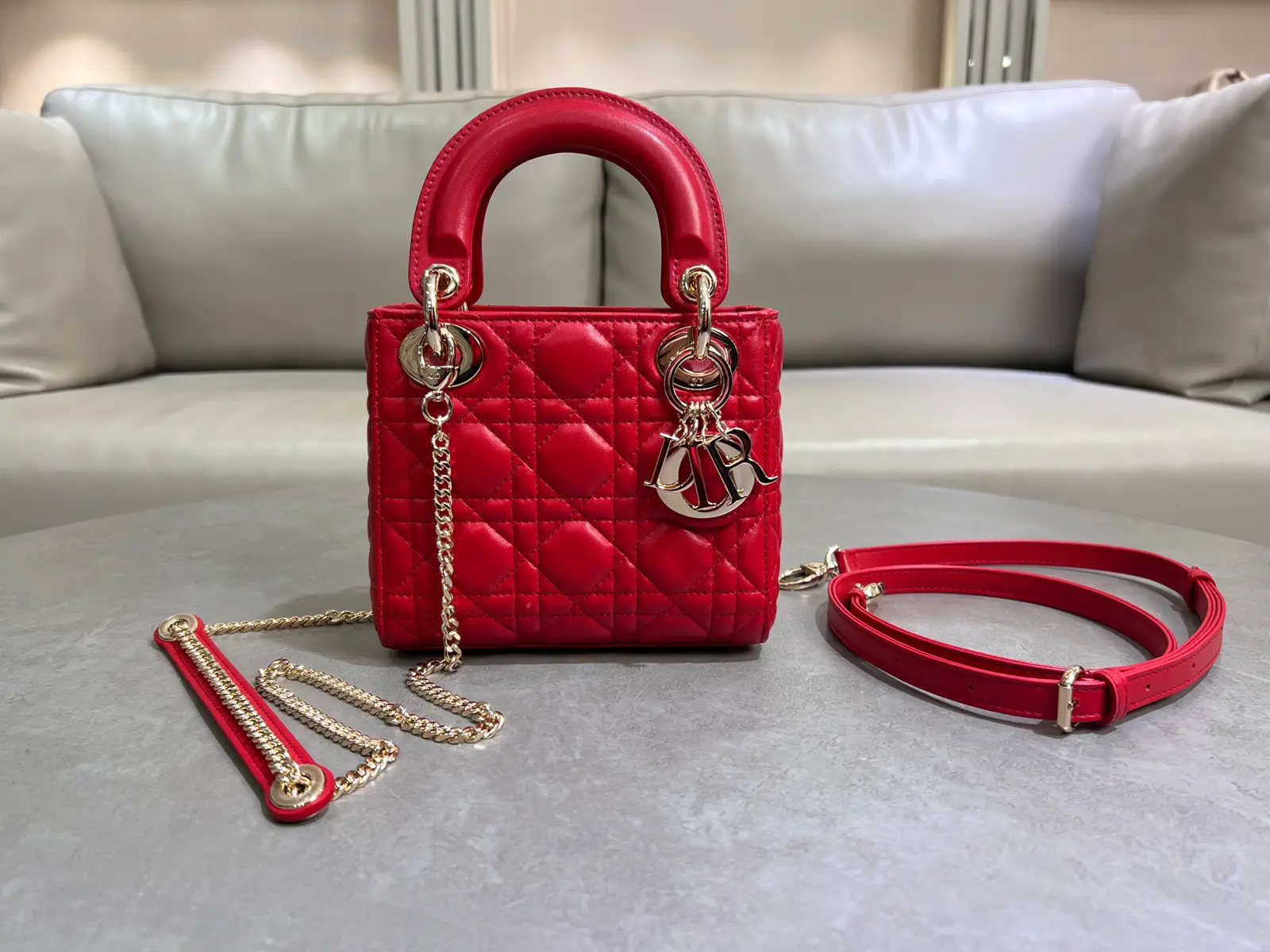 Dior Red Quilted Top Handle Bag image 1